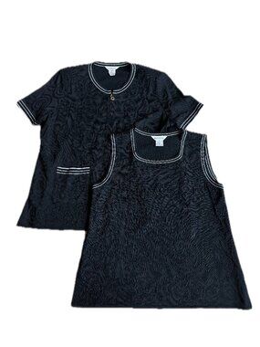 Exclusively Misook Black Rose Jacquard Cardigan Shell Sweater Set 2X Women's